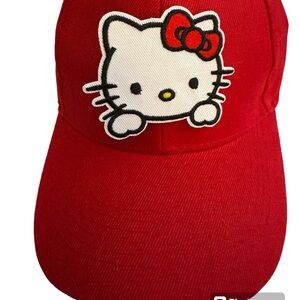 Hello Kitty ball cap red twill adjusts NWT patch fun summer gift red bow